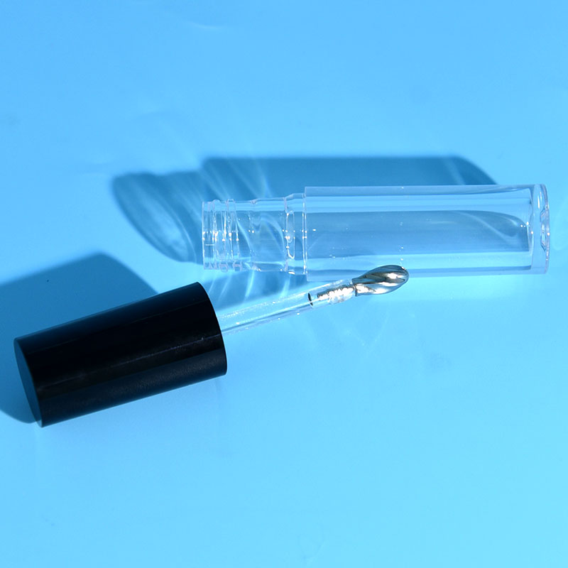 可定制5ml鋅合金唇彩管pet環(huán)保材質帶橢圓形螺旋金屬刷頭唇釉空管